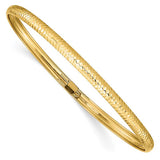 Quality Gold 14k Polished Textured 4.00mm Flexible Oval Bangle Bracelet