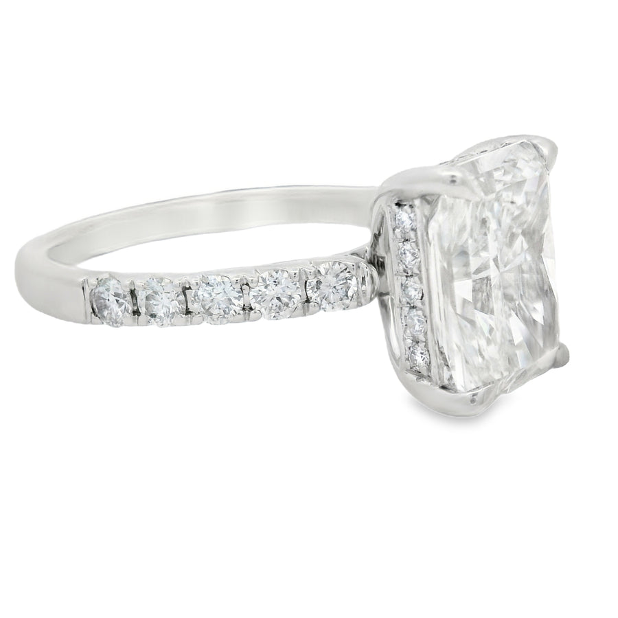 3 1/2CTW White Gold Lab Diamond Hidden Halo Engagement Ring