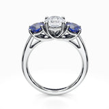 Gabriel & Co. Allegra ER12127R4W44SA – 14K White Gold Three-Stone Sapphire & Diamond Engagement Ring