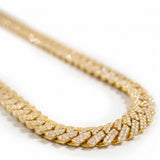 Solid 14K Yellow Gold Diamond Cuban Link Necklace