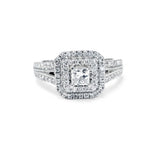 Double Halo Princess Cut 1CTW Diamond Engagement Ring