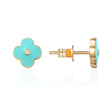 Yellow Gold Tourquise/Dia Earrings