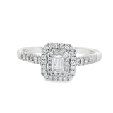 White Gold Emerald Double Halo Diamond Engagement Ring