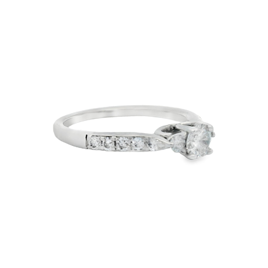 Three Stone Accented Diamond Engagement Ring