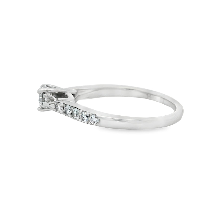 Three Stone Accented Diamond Engagement Ring