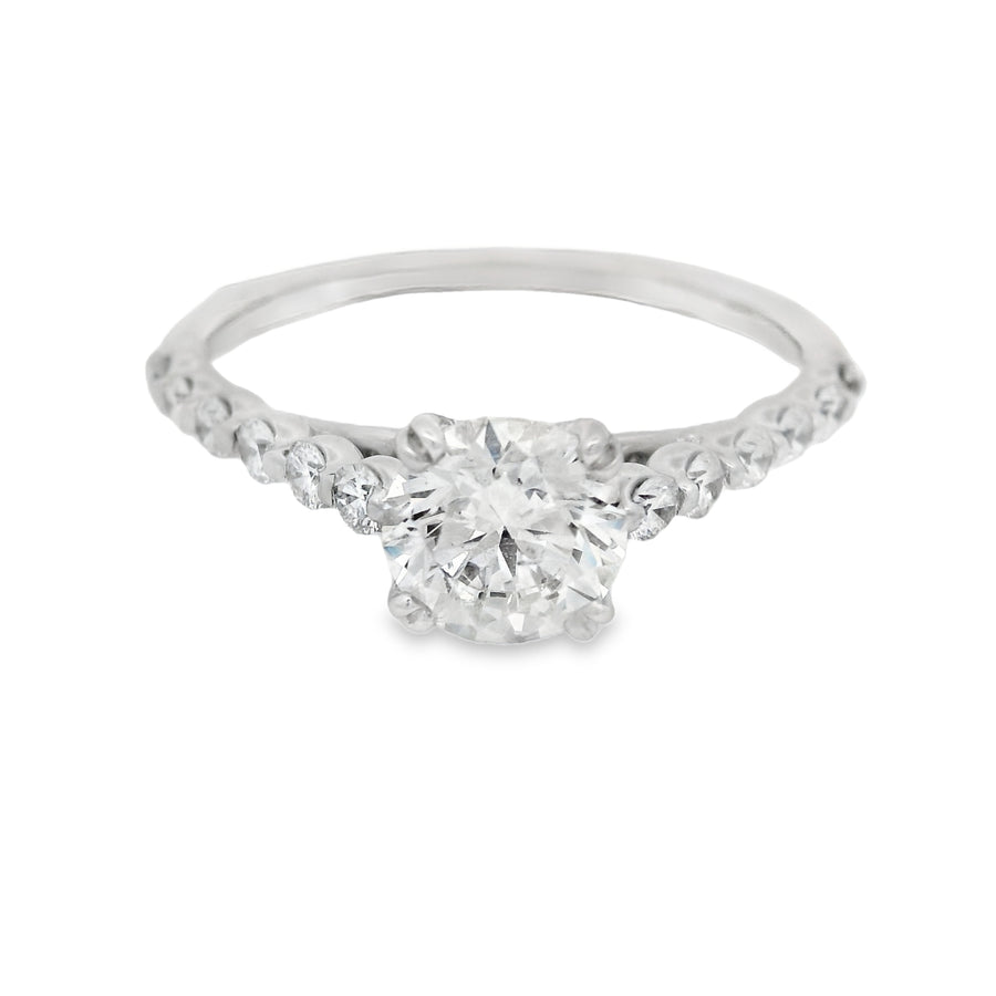 White Gold GIA Certified Diamond Accented Solitare Engagement Ring