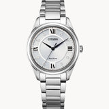 Citizen Eco-Drive Arezzo EM0870-58A – Stainless Steel Bracelet, Silver Dial with Diamond Accents Ladies’ Watch