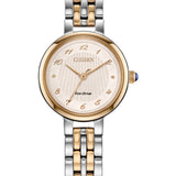 Citizen Eco-Drive L Classic EM0996-84Y – Two-Tone Stainless Steel Bracelet, Pink Mother-of-Pearl Dial Ladies’ Watch