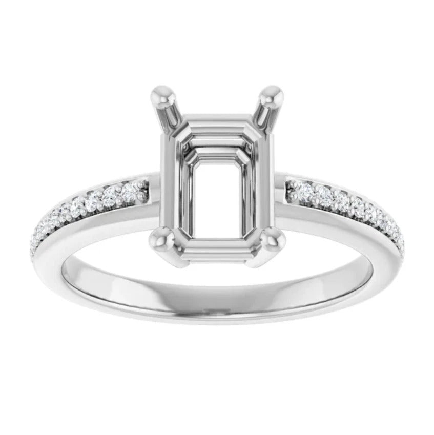 Diamond Semi Mount for a 2 1/4ct Emerald Cut