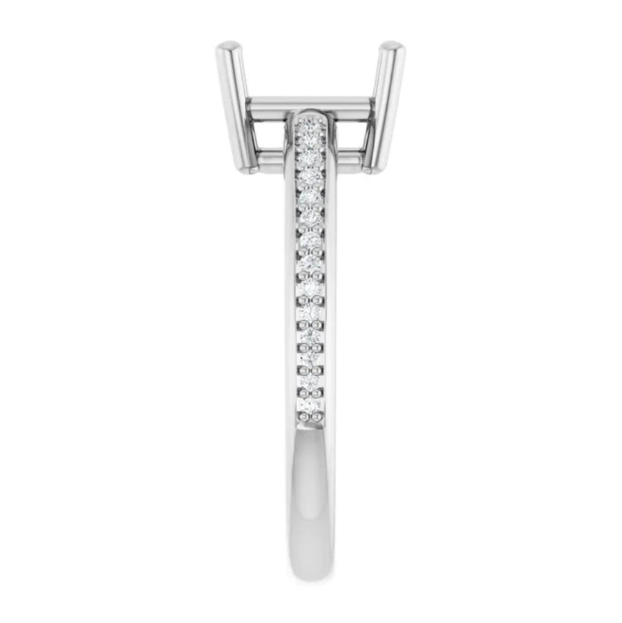 Diamond Semi Mount for a 2 1/4ct Emerald Cut