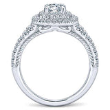 Gabriel & Co. Johanna ER10092W44JJ – 14K White Gold Cushion Double Halo Round Diamond Engagement Ring