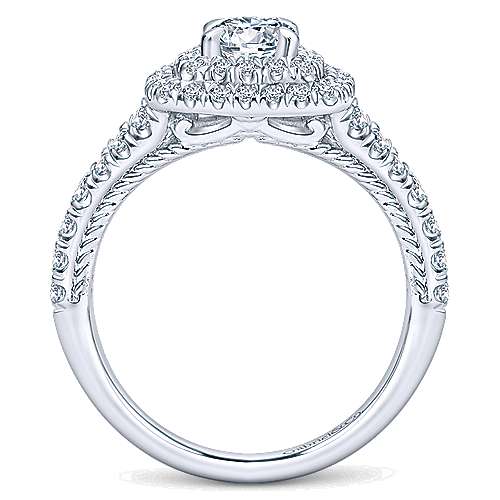 Gabriel & Co. Johanna ER10092W44JJ – 14K White Gold Cushion Double Halo Round Diamond Engagement Ring