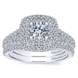 Gabriel & Co. Johanna ER10092W44JJ – 14K White Gold Cushion Double Halo Round Diamond Engagement Ring