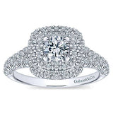 Gabriel & Co. Johanna ER10092W44JJ – 14K White Gold Cushion Double Halo Round Diamond Engagement Ring