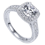 Gabriel & Co. ER10107W44JJ 14K White Gold Contemporary Halo Diamond Engagement Ring