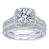 Gabriel & Co. ER10107W44JJ 14K White Gold Contemporary Halo Diamond Engagement Ring