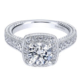 Gabriel & Co. ER10107W44JJ 14K White Gold Contemporary Halo Diamond Engagement Ring