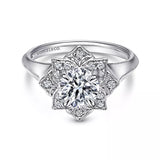 Gabriel & Co. Arlette ER10131W44JJ – Unique 14K White Gold Diamond Halo Engagement Ring