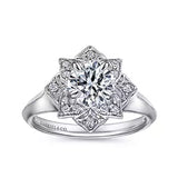 Gabriel & Co. Arlette ER10131W44JJ – Unique 14K White Gold Diamond Halo Engagement Ring