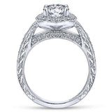 Gabriel & Co. Theresa ER10191W44JJ – Vintage Inspired 14K White Gold Round Halo Diamond Engagement Ring