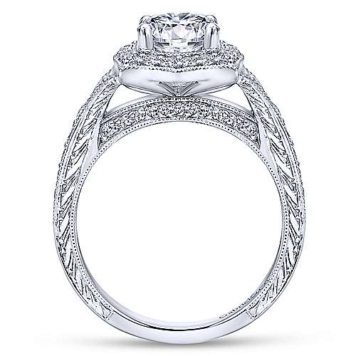 Gabriel & Co. Theresa ER10191W44JJ – Vintage Inspired 14K White Gold Round Halo Diamond Engagement Ring