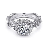 Gabriel & Co. Verona ER10226W44JJ – 14K White Gold Round Halo Diamond Engagement Ring
