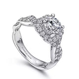 Gabriel & Co. Verona ER10226W44JJ – 14K White Gold Round Halo Diamond Engagement Ring