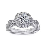 Gabriel & Co. Verona ER10226W44JJ – 14K White Gold Round Halo Diamond Engagement Ring