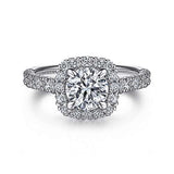 Gabriel & Co. ER10288W44JJ Parker – 14K White Gold Cushion Halo Round Diamond Engagement Ring (0.77CTW)