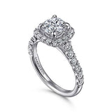Gabriel & Co. ER10288W44JJ Parker – 14K White Gold Cushion Halo Round Diamond Engagement Ring (0.77CTW)