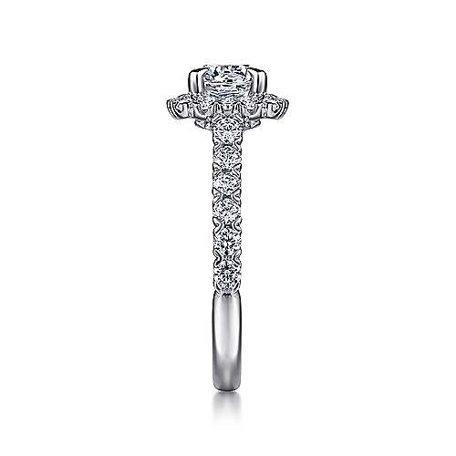 Gabriel & Co. ER10288W44JJ Parker – 14K White Gold Cushion Halo Round Diamond Engagement Ring (0.77CTW)