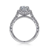 Gabriel & Co. ER10288W44JJ Parker – 14K White Gold Cushion Halo Round Diamond Engagement Ring (0.77CTW)