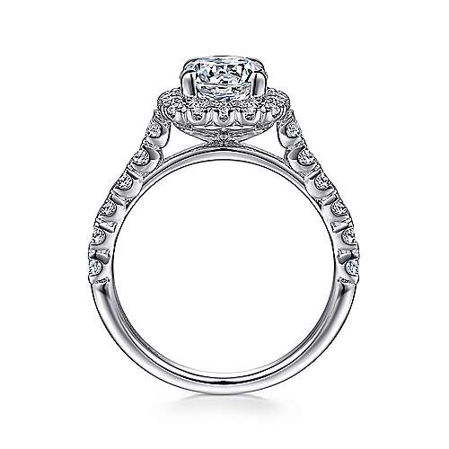 Gabriel & Co. ER10288W44JJ Parker – 14K White Gold Cushion Halo Round Diamond Engagement Ring (0.77CTW)