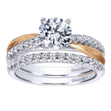 Gabriel & Co. ER10300T44JJ – 14K White & Rose Gold Contemporary Criss Cross Halo Diamond Engagement Ring