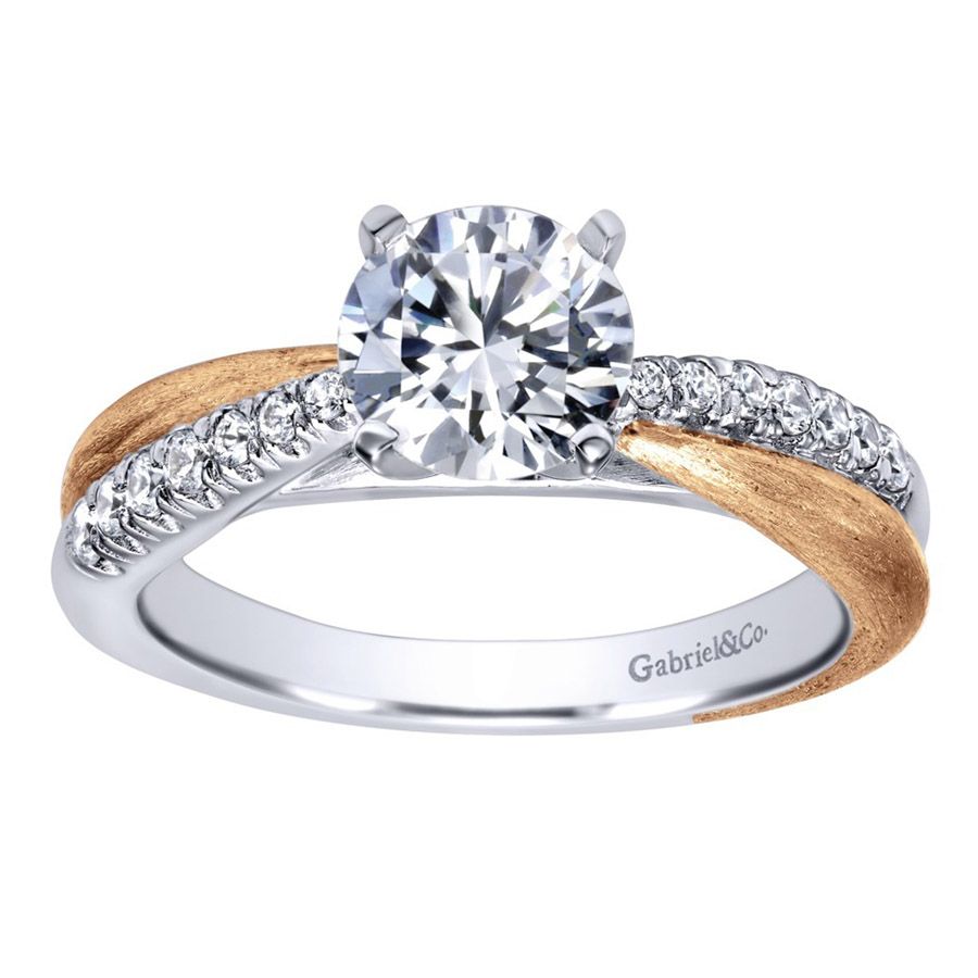 Gabriel & Co. ER10300T44JJ – 14K White & Rose Gold Contemporary Criss Cross Halo Diamond Engagement Ring