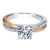 Gabriel & Co. ER10300T44JJ – 14K White & Rose Gold Contemporary Criss Cross Halo Diamond Engagement Ring