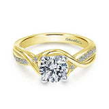Gabriel & Co. ER10315M44JJ – 14K White-Yellow Gold Round Diamond Bypass Channel Set Engagement Ring