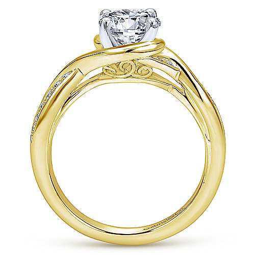 Gabriel & Co. ER10315M44JJ – 14K White-Yellow Gold Round Diamond Bypass Channel Set Engagement Ring