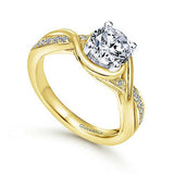 Gabriel & Co. ER10315M44JJ – 14K White-Yellow Gold Round Diamond Bypass Channel Set Engagement Ring
