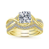 Gabriel & Co. ER10315M44JJ – 14K White-Yellow Gold Round Diamond Bypass Channel Set Engagement Ring