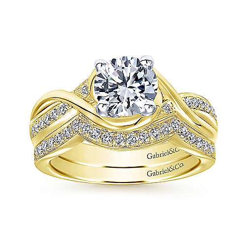 Gabriel & Co. ER10315M44JJ – 14K White-Yellow Gold Round Diamond Bypass Channel Set Engagement Ring