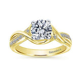 Gabriel & Co. ER10315M44JJ – 14K White-Yellow Gold Round Diamond Bypass Channel Set Engagement Ring