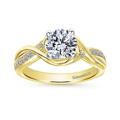 Gabriel & Co. ER10315M44JJ – 14K White-Yellow Gold Round Diamond Bypass Channel Set Engagement Ring