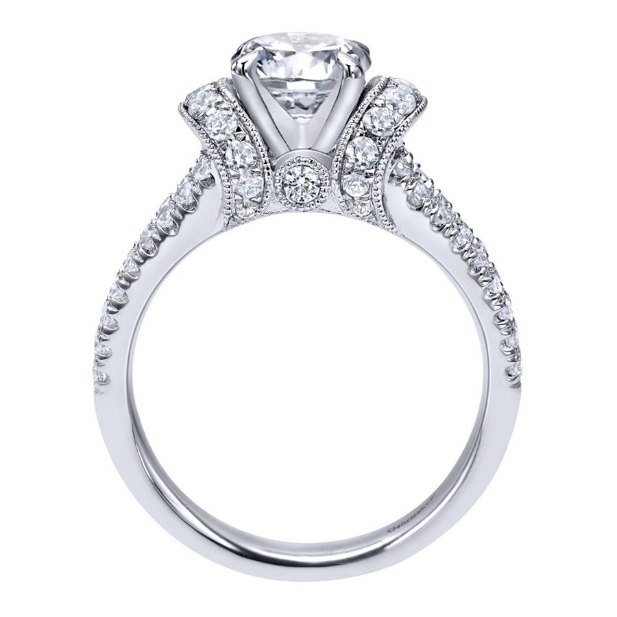 Gabriel & Co. ER10488W44JJ – 14K White Gold Contemporary Halo Diamond Engagement Ring