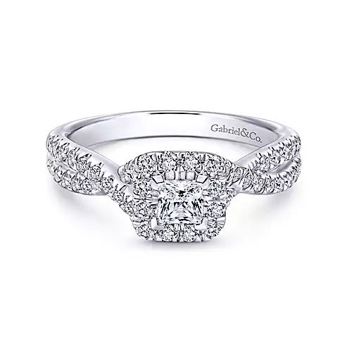 Gabriel & Co. ER10534W44JJ – 14K White Gold Round Diamond Engagement Ring Setting (0.16 ct)