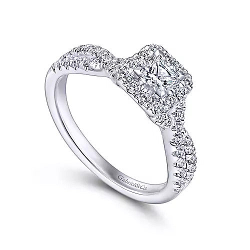 Gabriel & Co. ER10534W44JJ – 14K White Gold Round Diamond Engagement Ring Setting (0.16 ct)