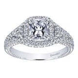 Gabriel & Co. ER10748W44JJ – 14K White Gold Contemporary Halo Diamond Engagement Ring