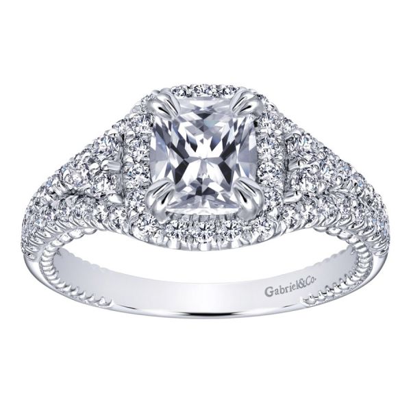 Gabriel & Co. ER10748W44JJ – 14K White Gold Contemporary Halo Diamond Engagement Ring