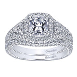 Gabriel & Co. ER10748W44JJ – 14K White Gold Contemporary Halo Diamond Engagement Ring