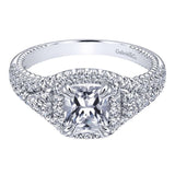 Gabriel & Co. ER10748W44JJ – 14K White Gold Contemporary Halo Diamond Engagement Ring